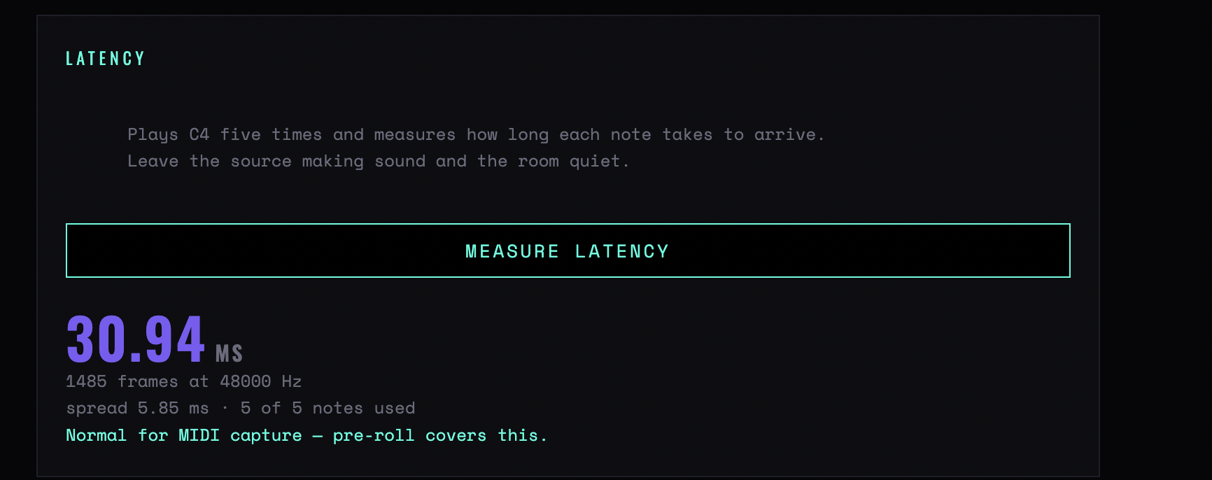 Sample Harvester — latency measured