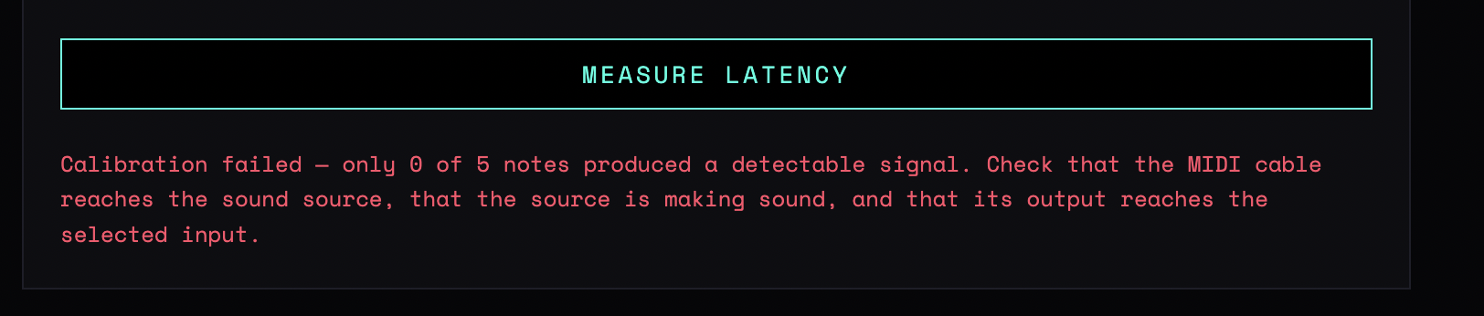 Sample Harvester — calibration failed